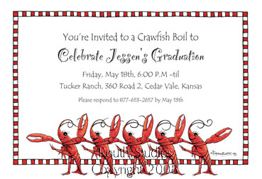 Dancing Crawfish Invitations Cajun Invitations